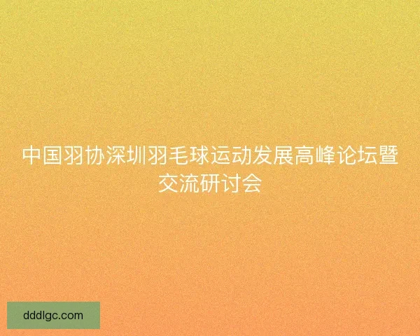 中国羽协深圳羽毛球运动发展高峰论坛暨交流研讨会