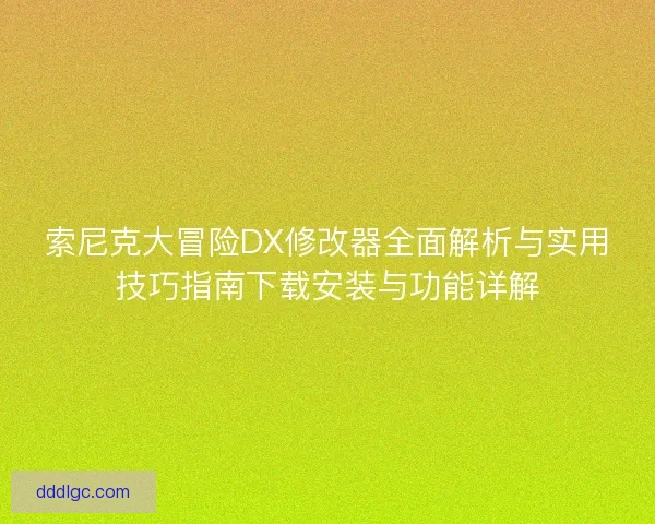 索尼克大冒险DX修改器全面解析与实用技巧指南下载安装与功能详解